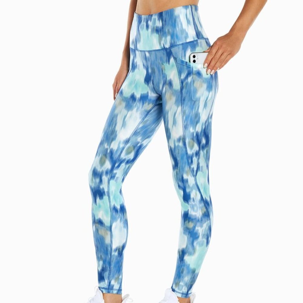 Marika | Surf Blue Abstract Terry Pocket Legging PLUS SIZE 3X - Picture 3 of 5